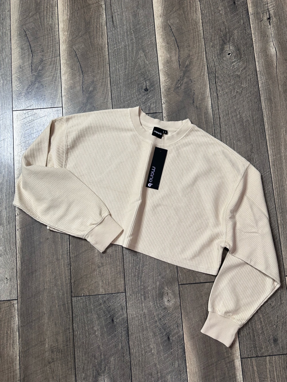 Mono B Ribbed Crop Pullover
